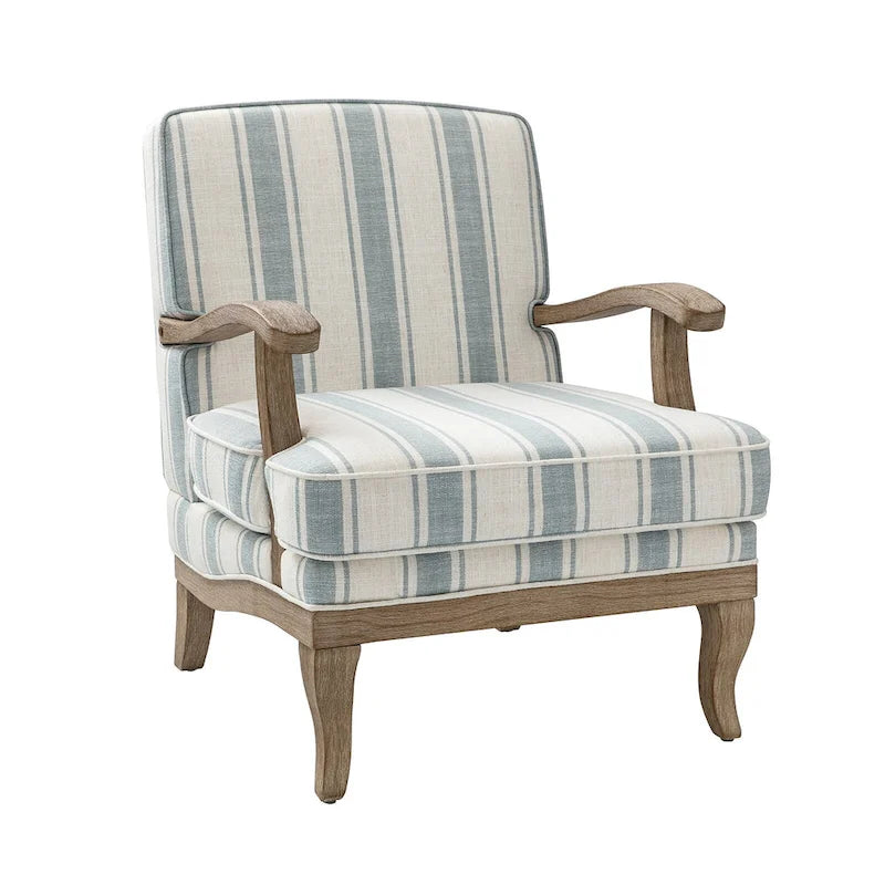 Fauteuil en polyester de ferme avec pieds en bois massif