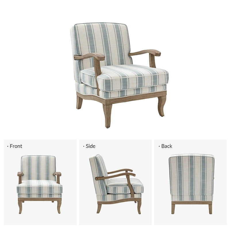 Fauteuil en polyester de ferme avec pieds en bois massif