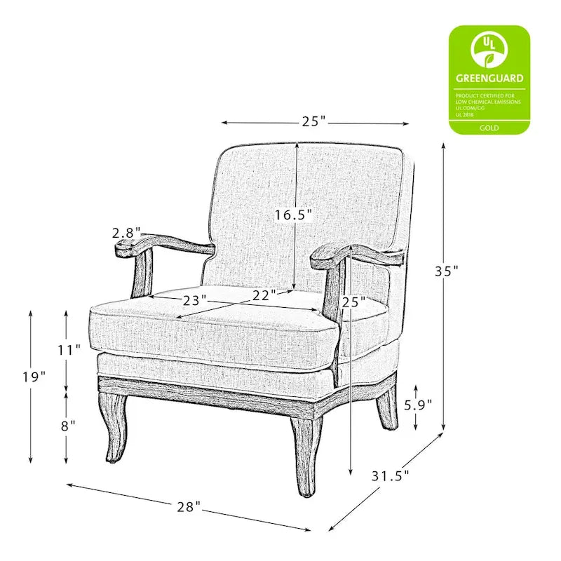Fauteuil en polyester de ferme avec pieds en bois massif