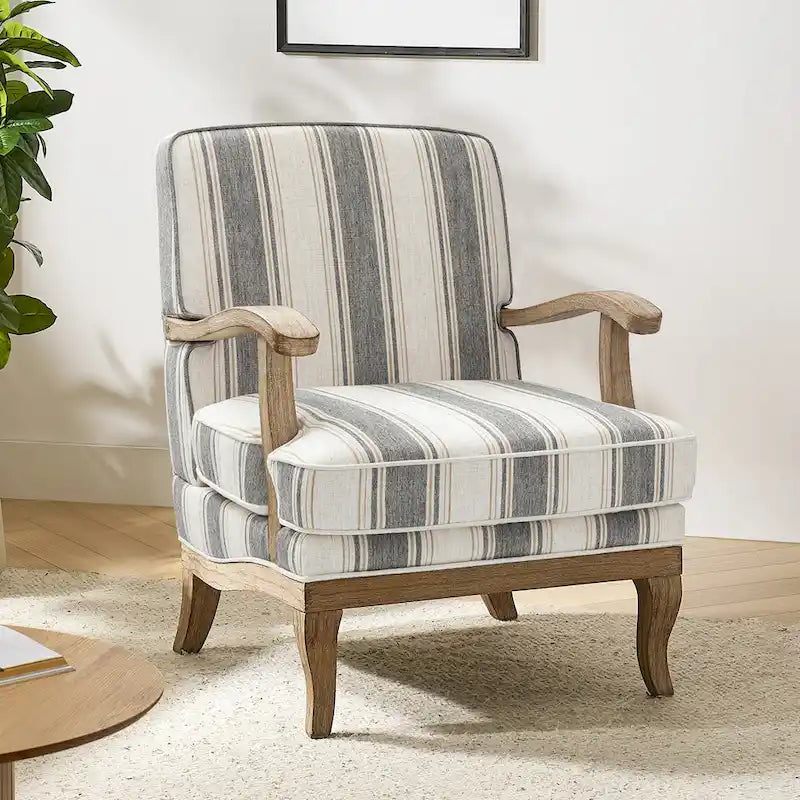 Fauteuil en polyester de ferme avec pieds en bois massif