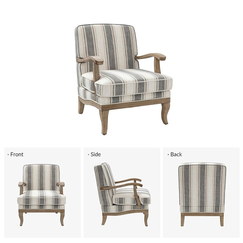Fauteuil en polyester de ferme avec pieds en bois massif