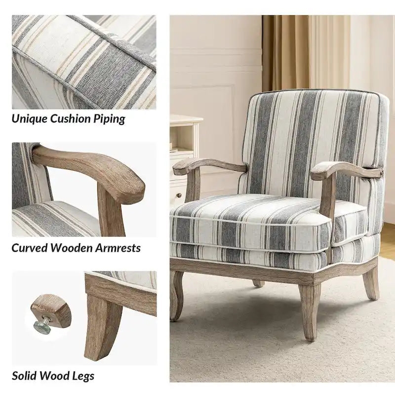 Fauteuil en polyester de ferme avec pieds en bois massif