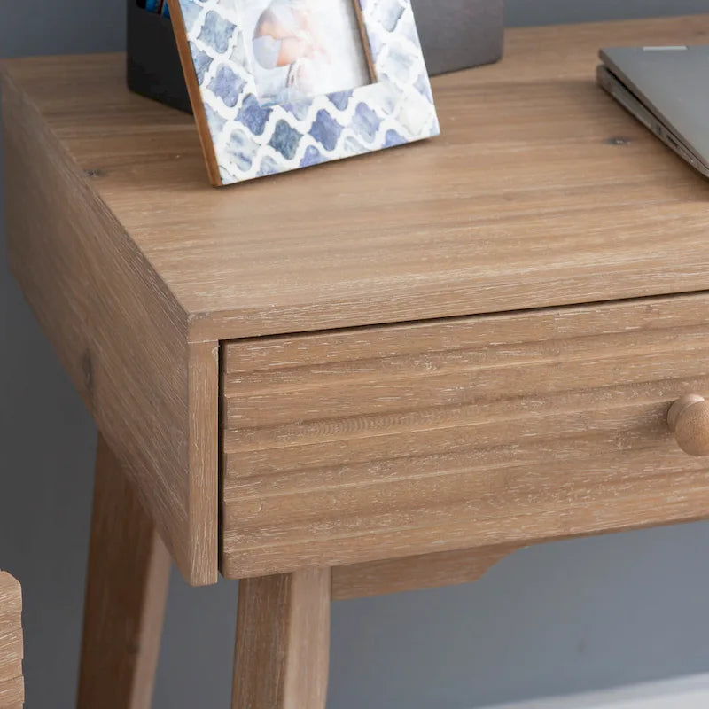Bureau d'écriture en bois moderne Mid-Century avec 2 tiroirs, 107 cm