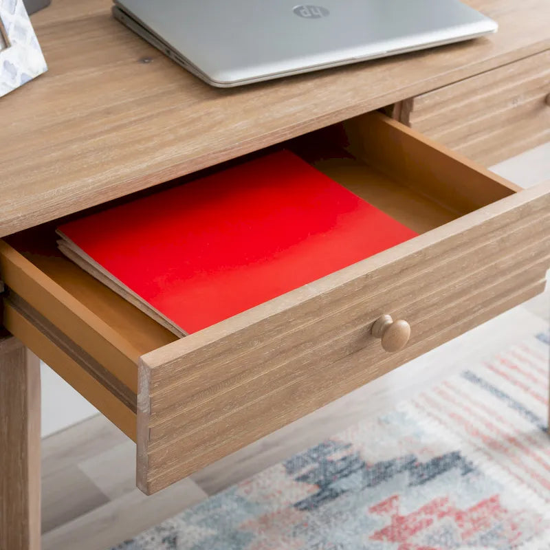 Bureau d'écriture en bois moderne Mid-Century avec 2 tiroirs, 107 cm
