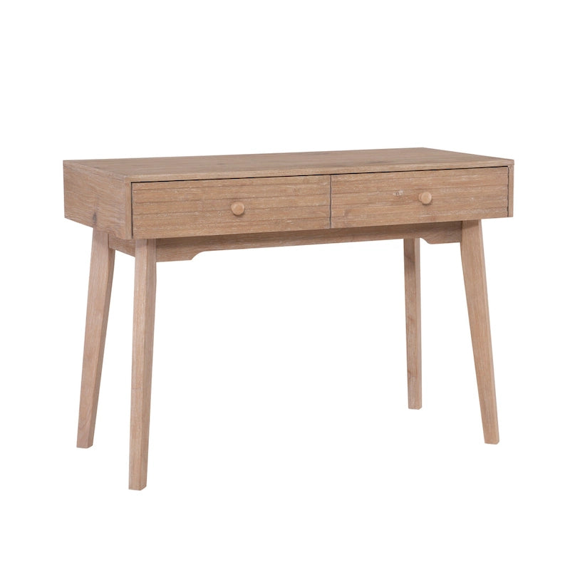 Bureau d'écriture en bois moderne Mid-Century avec 2 tiroirs, 107 cm