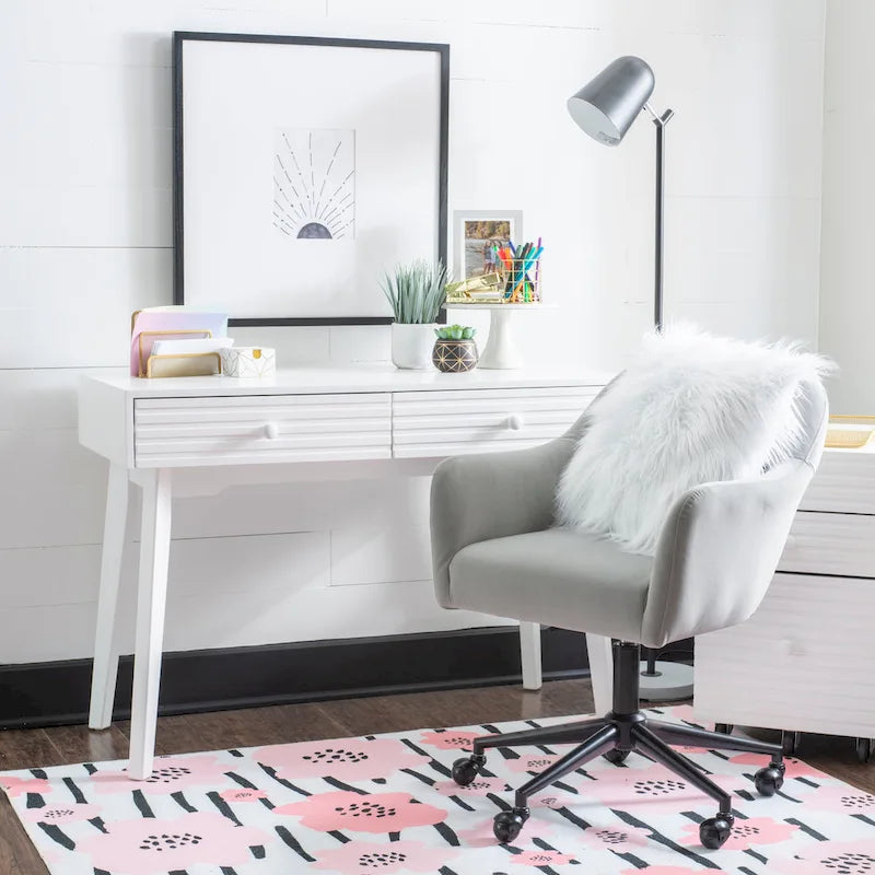 Bureau d'écriture en bois moderne Mid-Century avec 2 tiroirs, 107 cm