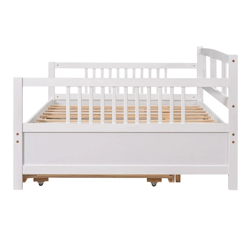 Lit de jour pleine taille en pin avec lit gigogne double