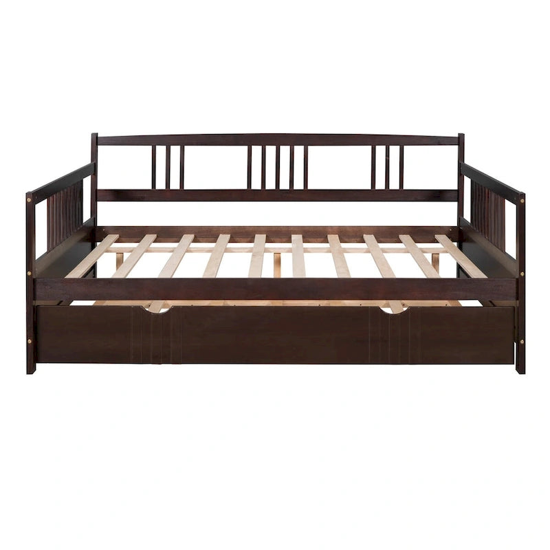 Lit de jour pleine taille en pin avec lit gigogne double