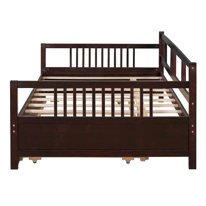 Lit de jour pleine taille en pin avec lit gigogne double