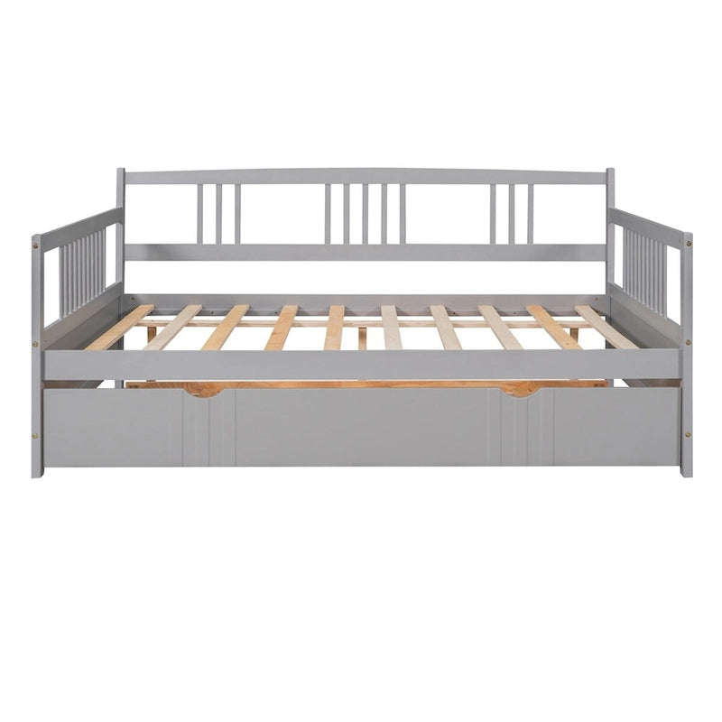 Lit de jour pleine taille en pin avec lit gigogne double