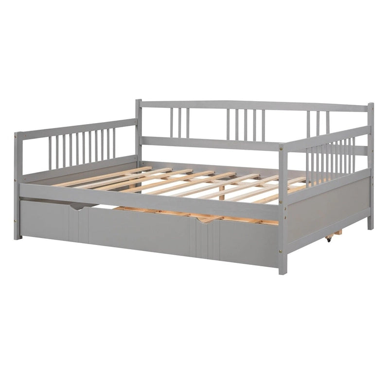 Lit de jour pleine taille en pin avec lit gigogne double