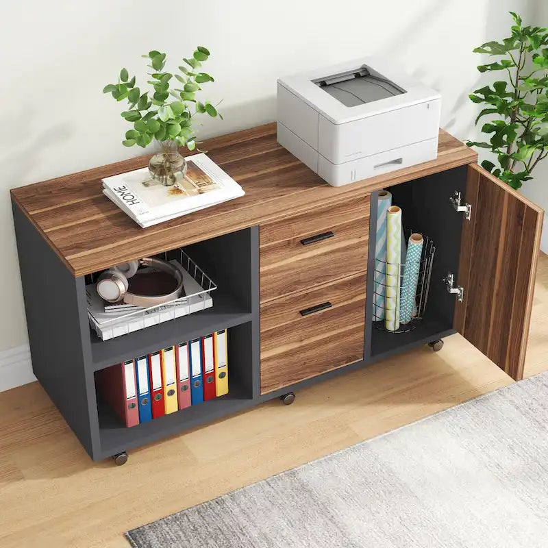 Bureau d'ordinateur en L de 180 cm avec meuble de classement réversible, bureau de direction