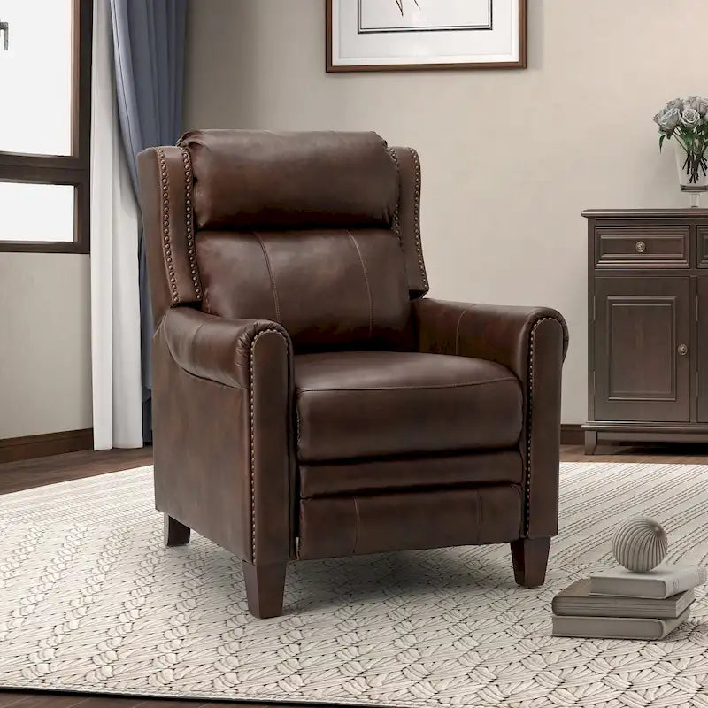 Fauteuil inclinable manuel en cuir véritable de 32,48 po de largeur
