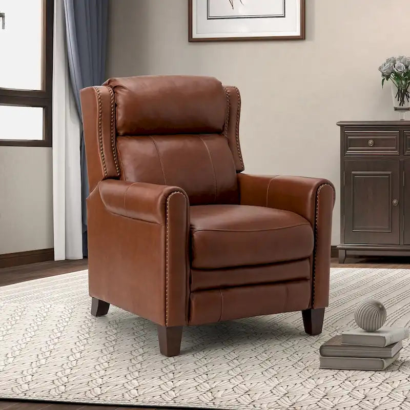 Fauteuil inclinable manuel en cuir véritable de 32,48 po de largeur
