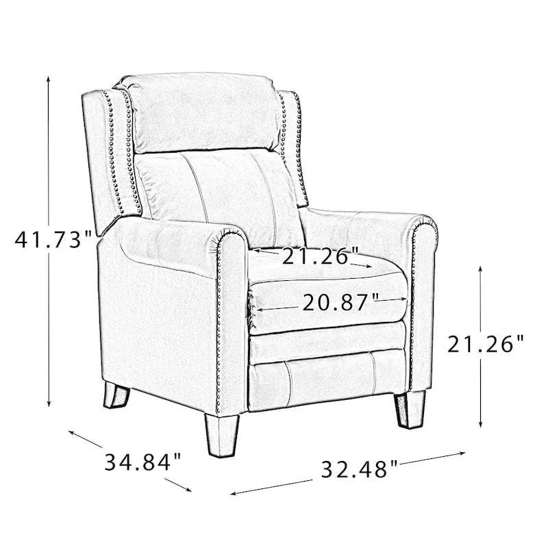 Fauteuil inclinable manuel en cuir véritable de 32,48 po de largeur