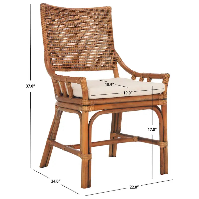 Fauteuil coussin en rotin Coastal, 22 la. x 24 prof. x 37 H
