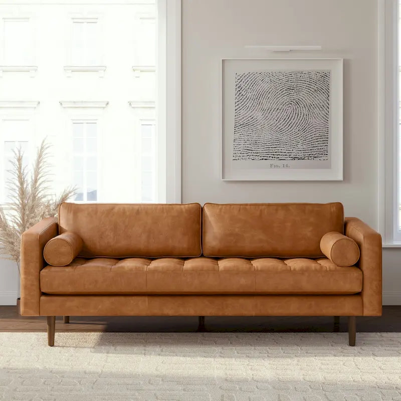 Canapé en cuir italien de 224,8 cm