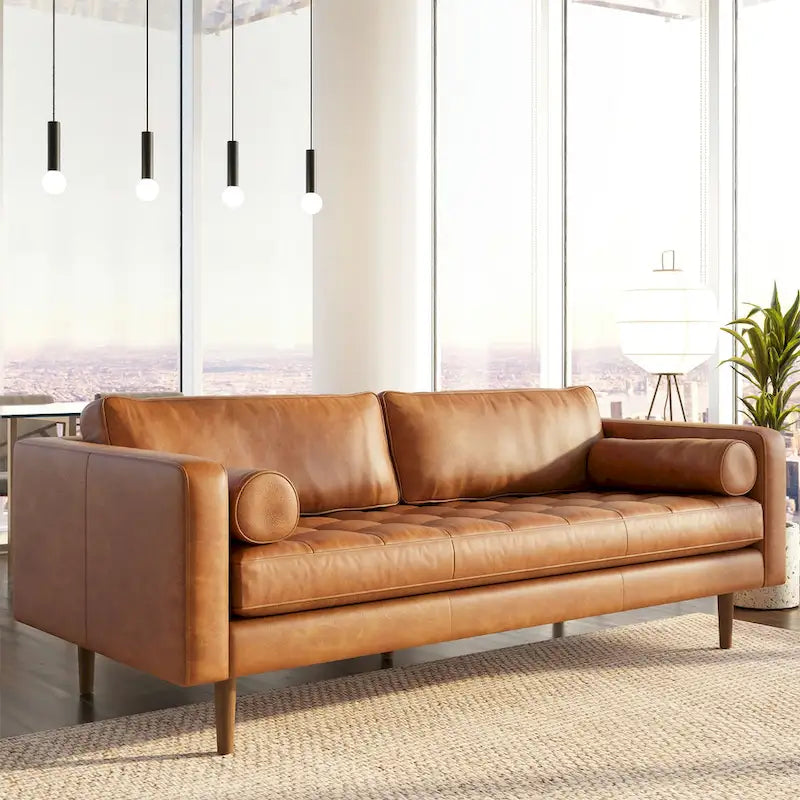 Canapé en cuir italien de 224,8 cm