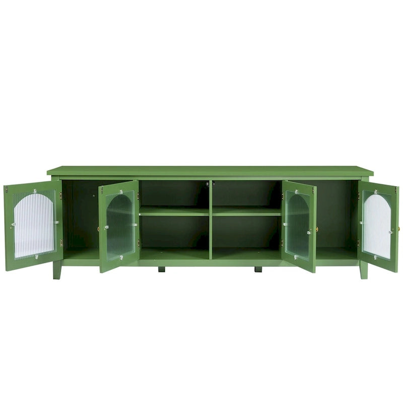 Meuble TV moderne de 180 cm avec portes en verre — Convient aux TV jusqu'à 70"