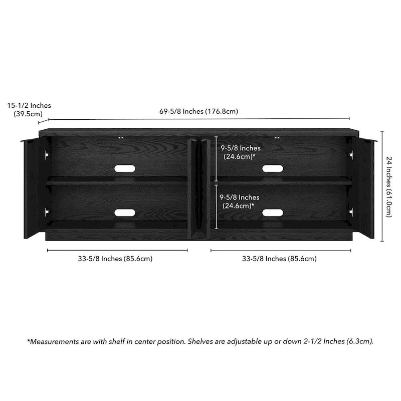 Meuble TV rectangulaire pour téléviseurs jusqu'à 78", 178 cm de large