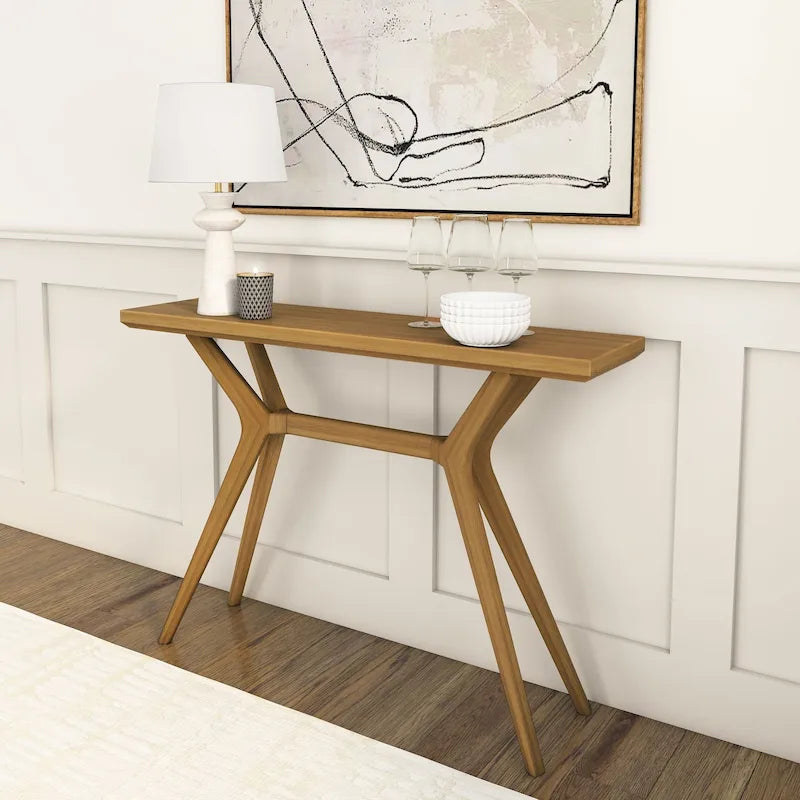 Table console à pieds croisés de 46", en pin massif