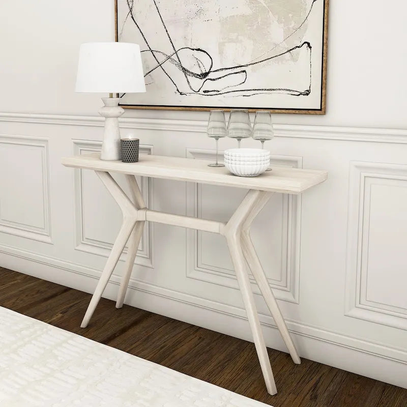 Table console à pieds croisés de 46", en pin massif