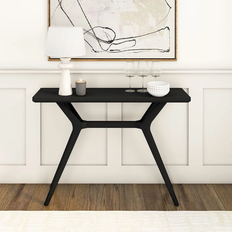 Table console à pieds croisés de 46", en pin massif