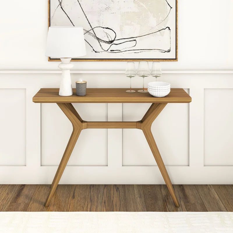 Table console à pieds croisés de 46", en pin massif