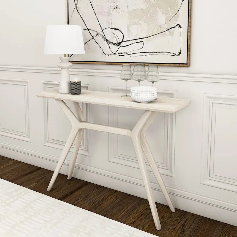 Table console à pieds croisés de 46", en pin massif
