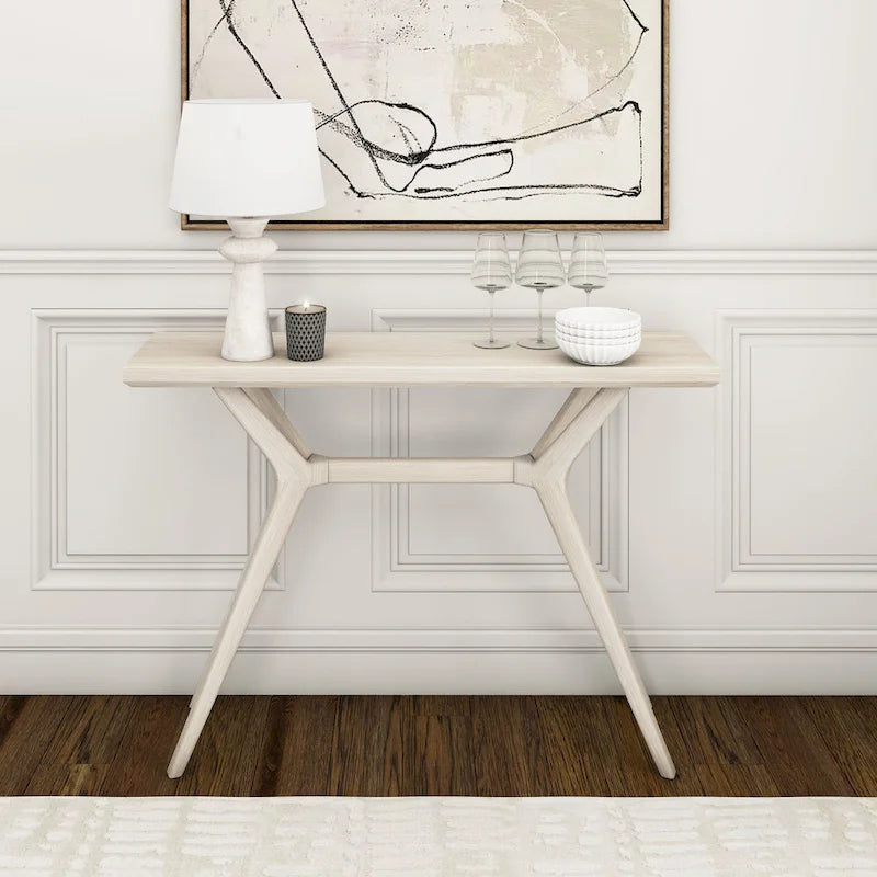 Table console à pieds croisés de 46", en pin massif