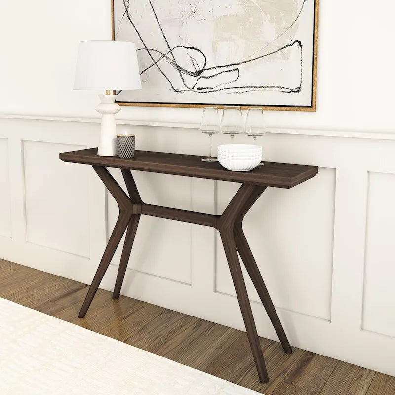 Table console à pieds croisés de 46", en pin massif