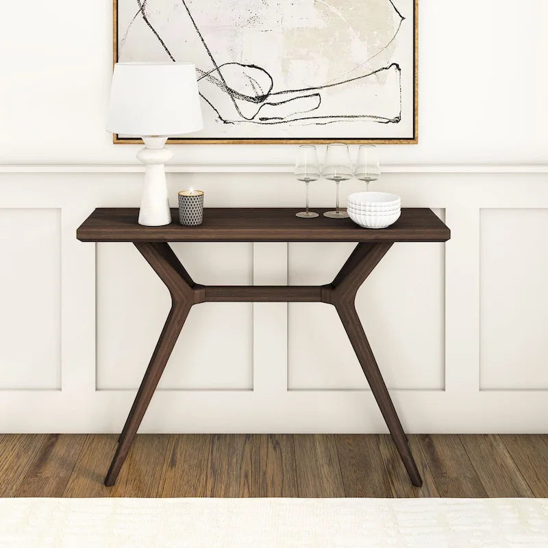 Table console à pieds croisés de 46", en pin massif