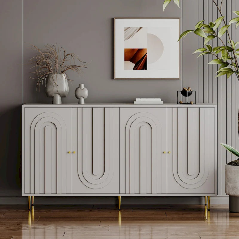 Bahut moderne laqué 4 portes avec étagères réglables