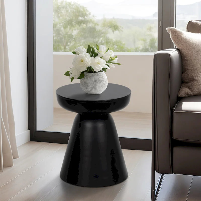 Table d'appoint ronde en bois d'acacia avec base conique, 16" x 19"