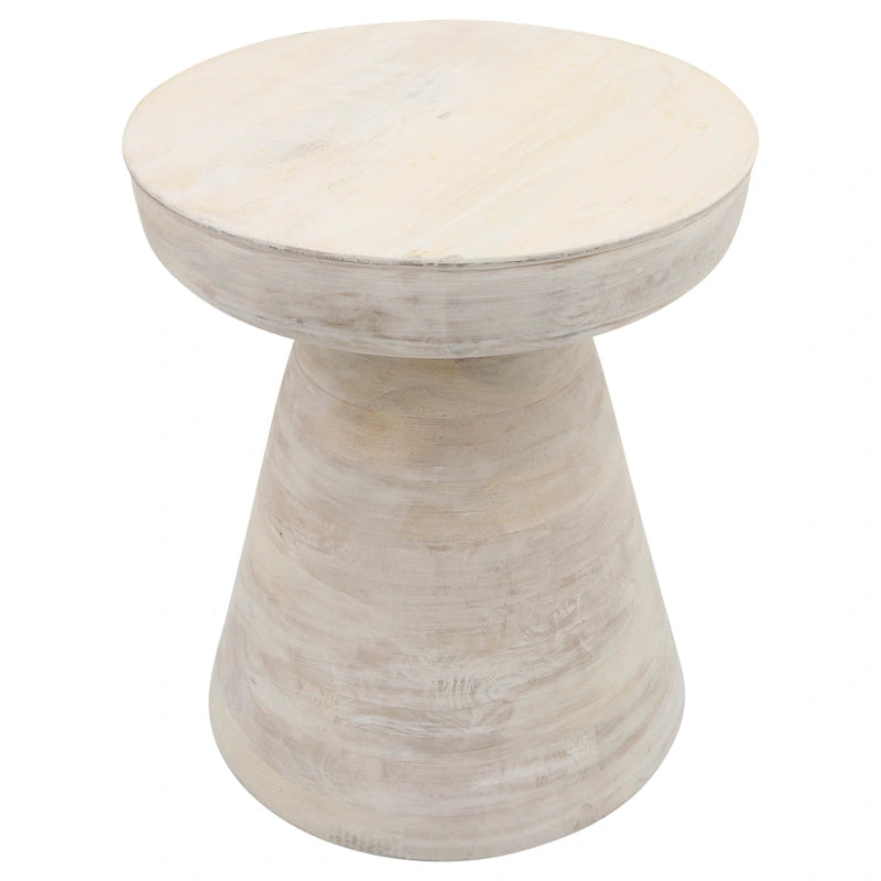 Table d'appoint ronde en bois d'acacia avec base conique, 16" x 19"