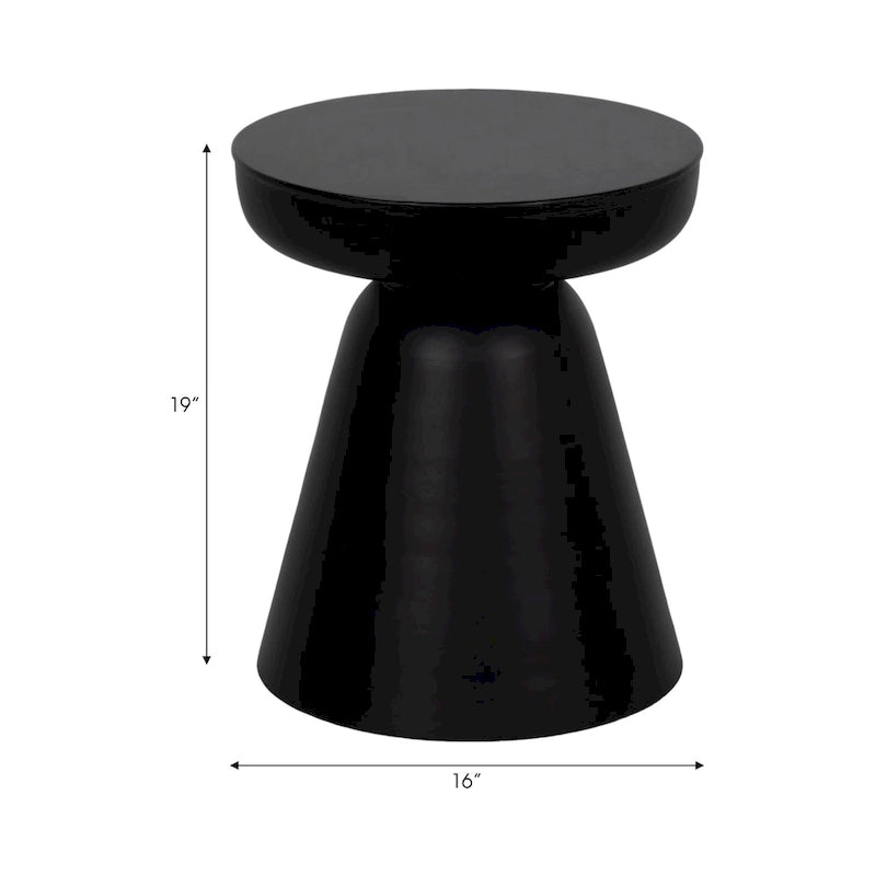 Table d'appoint ronde en bois d'acacia avec base conique, 16" x 19"