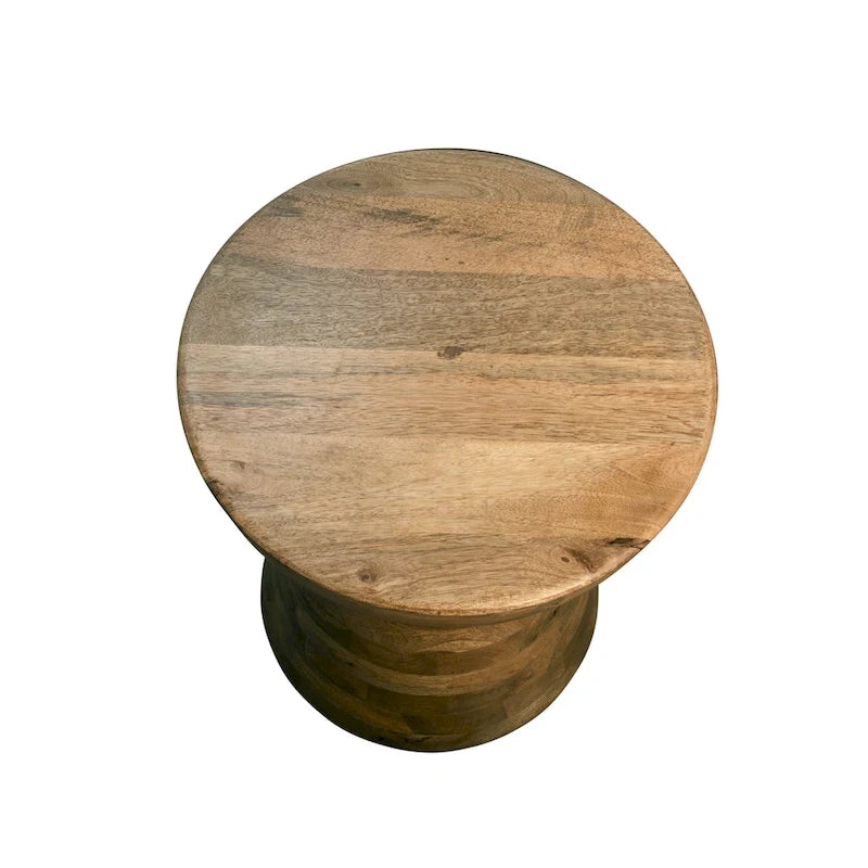 Table d'appoint ronde en bois d'acacia avec base conique, 16" x 19"