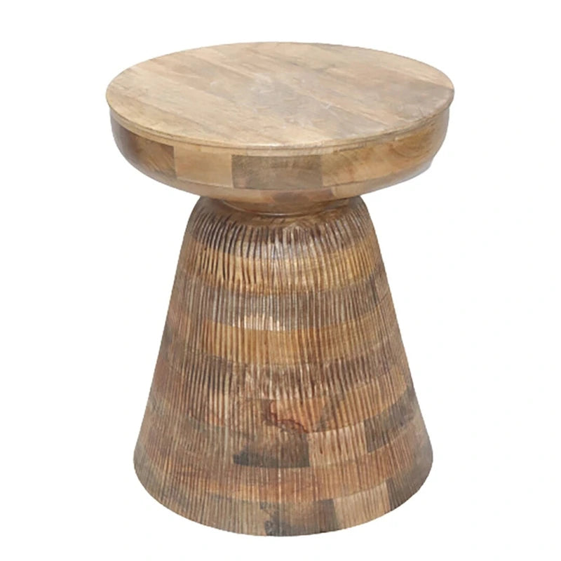 Table d'appoint ronde en bois d'acacia avec base conique, 16" x 19"