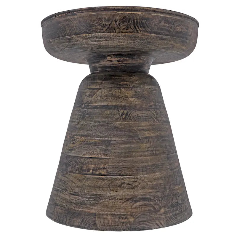 Table d'appoint ronde en bois d'acacia avec base conique, 16" x 19"