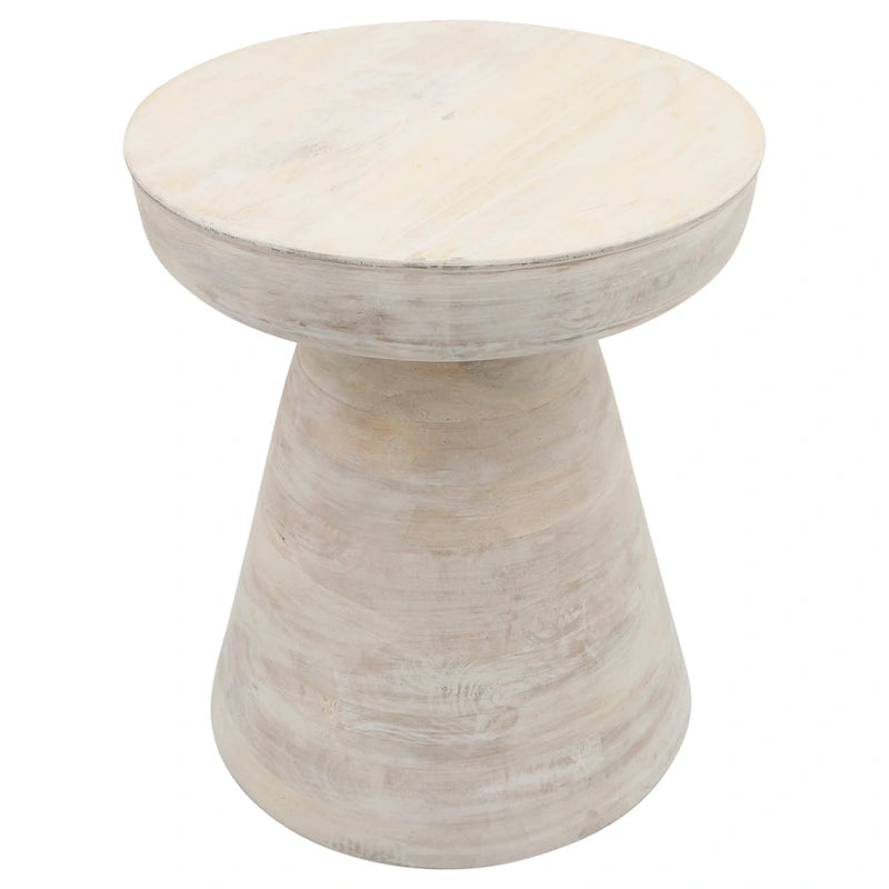 Table d'appoint ronde en bois d'acacia avec base conique, 16" x 19"