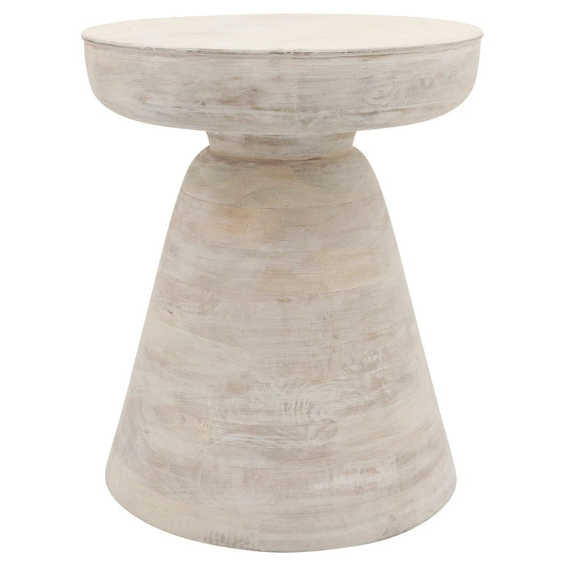 Table d'appoint ronde en bois d'acacia avec base conique, 16" x 19"