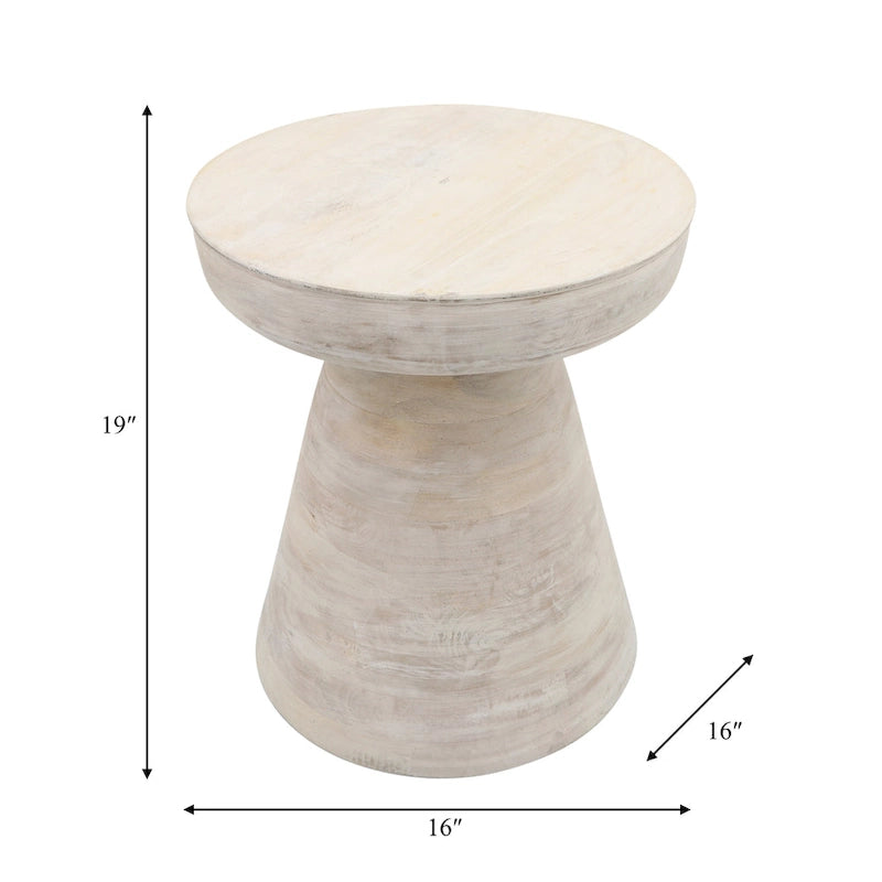 Table d'appoint ronde en bois d'acacia avec base conique, 16" x 19"