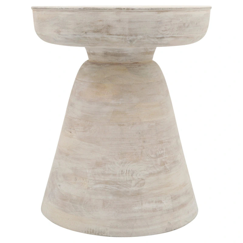 Table d'appoint ronde en bois d'acacia avec base conique, 16" x 19"