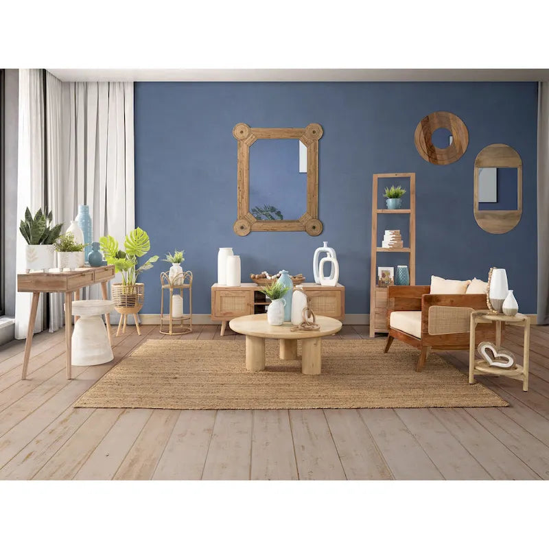 Table d'appoint ronde en bois d'acacia avec base conique, 16" x 19"