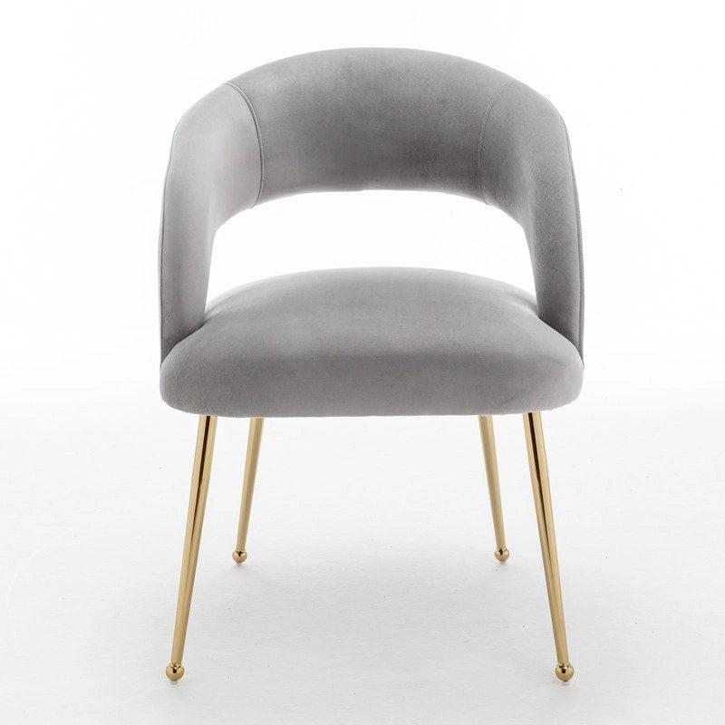 Chaises de salle à manger sans dossier rembourrées en velours, style Mid-Century Modern, lot de 2