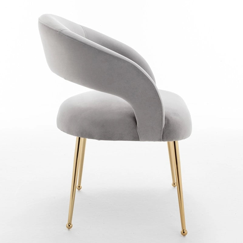 Chaises de salle à manger sans dossier rembourrées en velours, style Mid-Century Modern, lot de 2