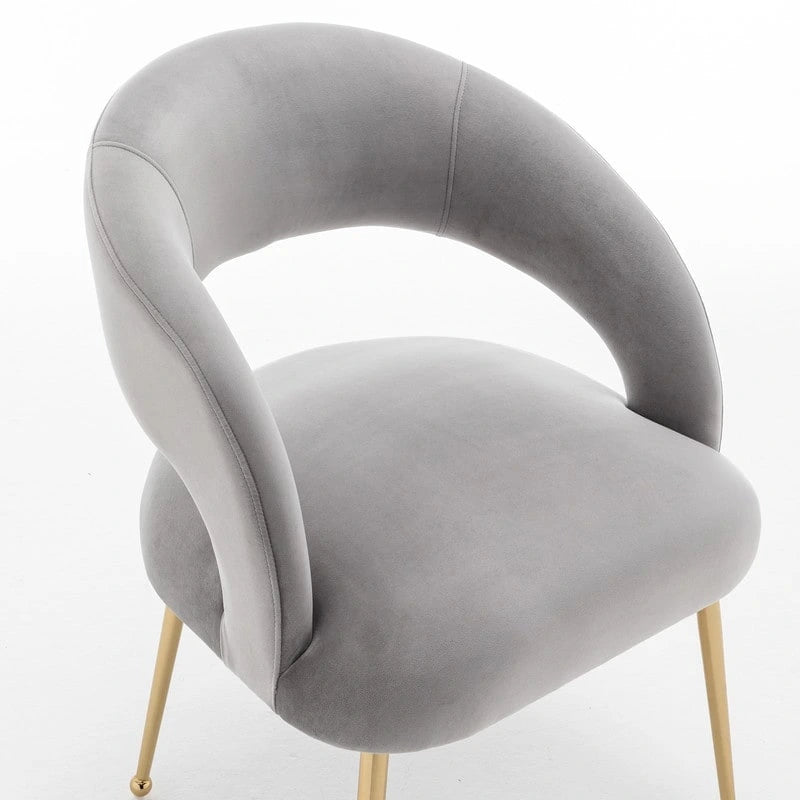 Chaises de salle à manger sans dossier rembourrées en velours, style Mid-Century Modern, lot de 2