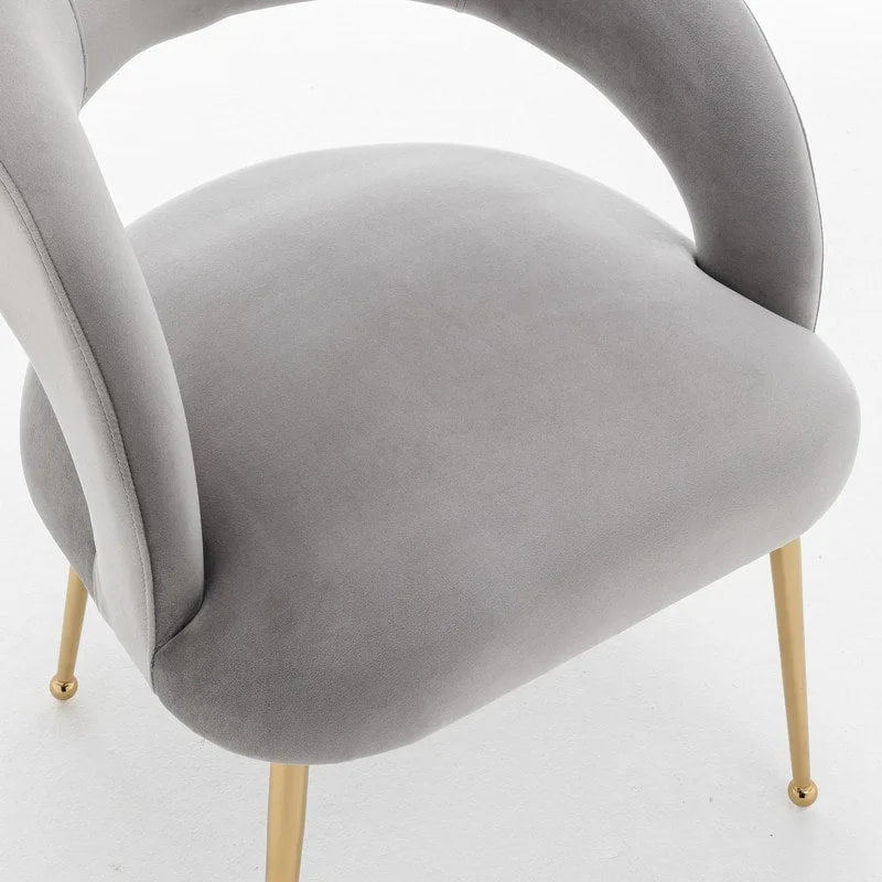 Chaises de salle à manger sans dossier rembourrées en velours, style Mid-Century Modern, lot de 2