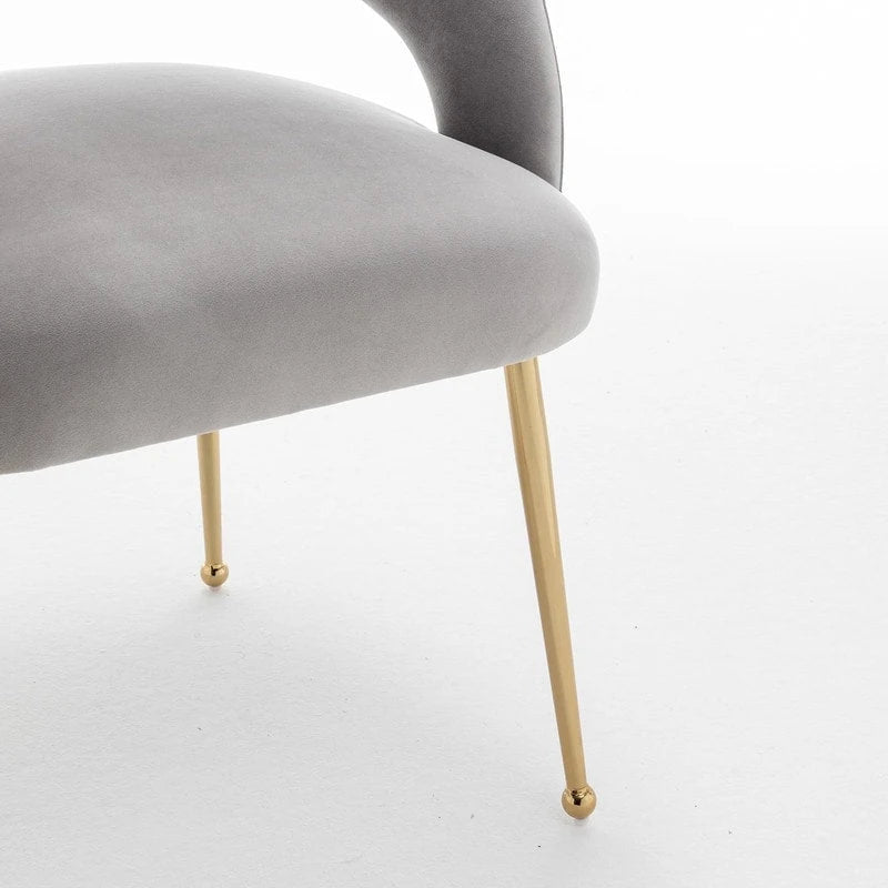 Chaises de salle à manger sans dossier rembourrées en velours, style Mid-Century Modern, lot de 2