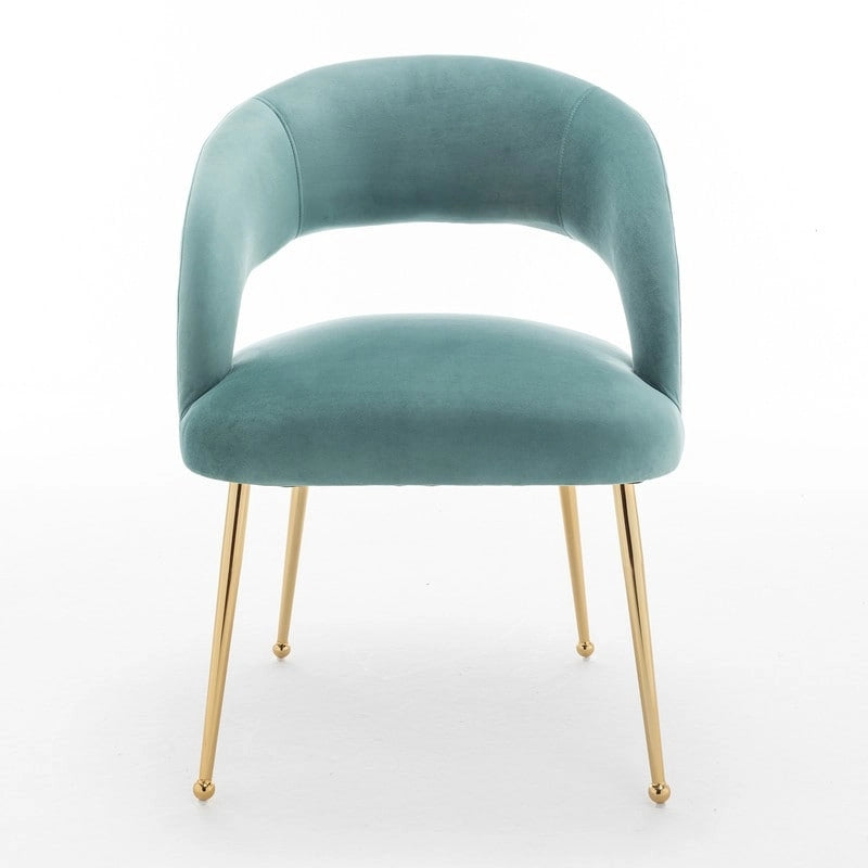 Chaises de salle à manger sans dossier rembourrées en velours, style Mid-Century Modern, lot de 2